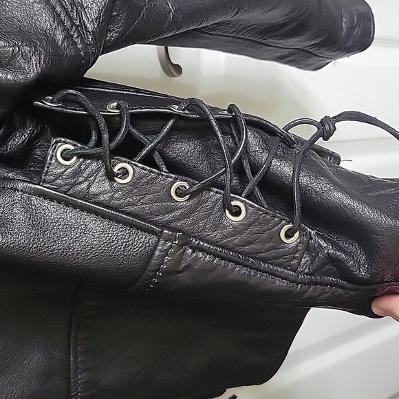 Vintage Thick Utility Riding Leather Biker Jacket - Picture 12 of 13